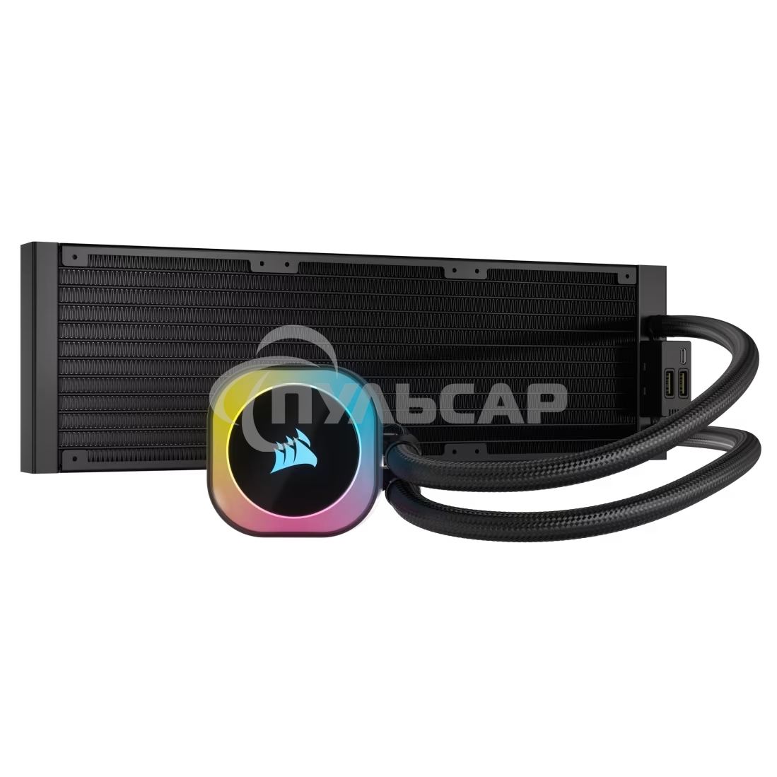 Система жидкостного охлаждения Corsair iCUE LINK H150i RGb (360мм, черный, RGb/ Fans: 3x120мм, 63.1CFM, 37dBA, 2400RPM/Rad thickness 27мм/ S: 1851, 1700, 1200, 115X, AM5, AM4)