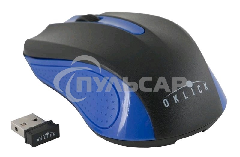 Мышь беспроводная Oklick 485MW черный/синий, 1200 dpi, радиоканал, USB, кнопки - 3