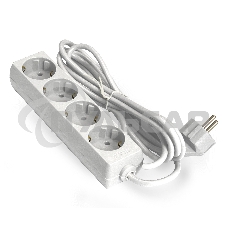 Удлинитель ExeGate ECE-4-5W (EX285818RUS), белый, 5 м, евровилка с заземлением, 4 евророзетки с заземлением, 2200 Вт