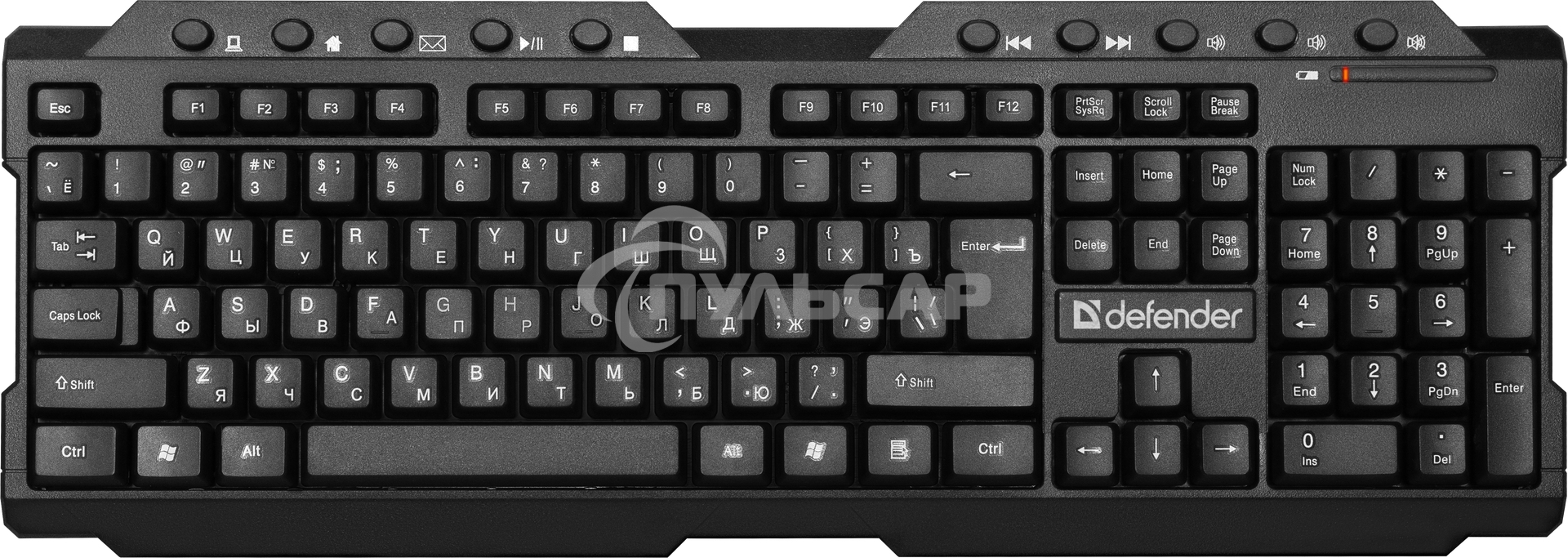 Клавиатура беспроводная Defender Element HB-195 RU USB черный