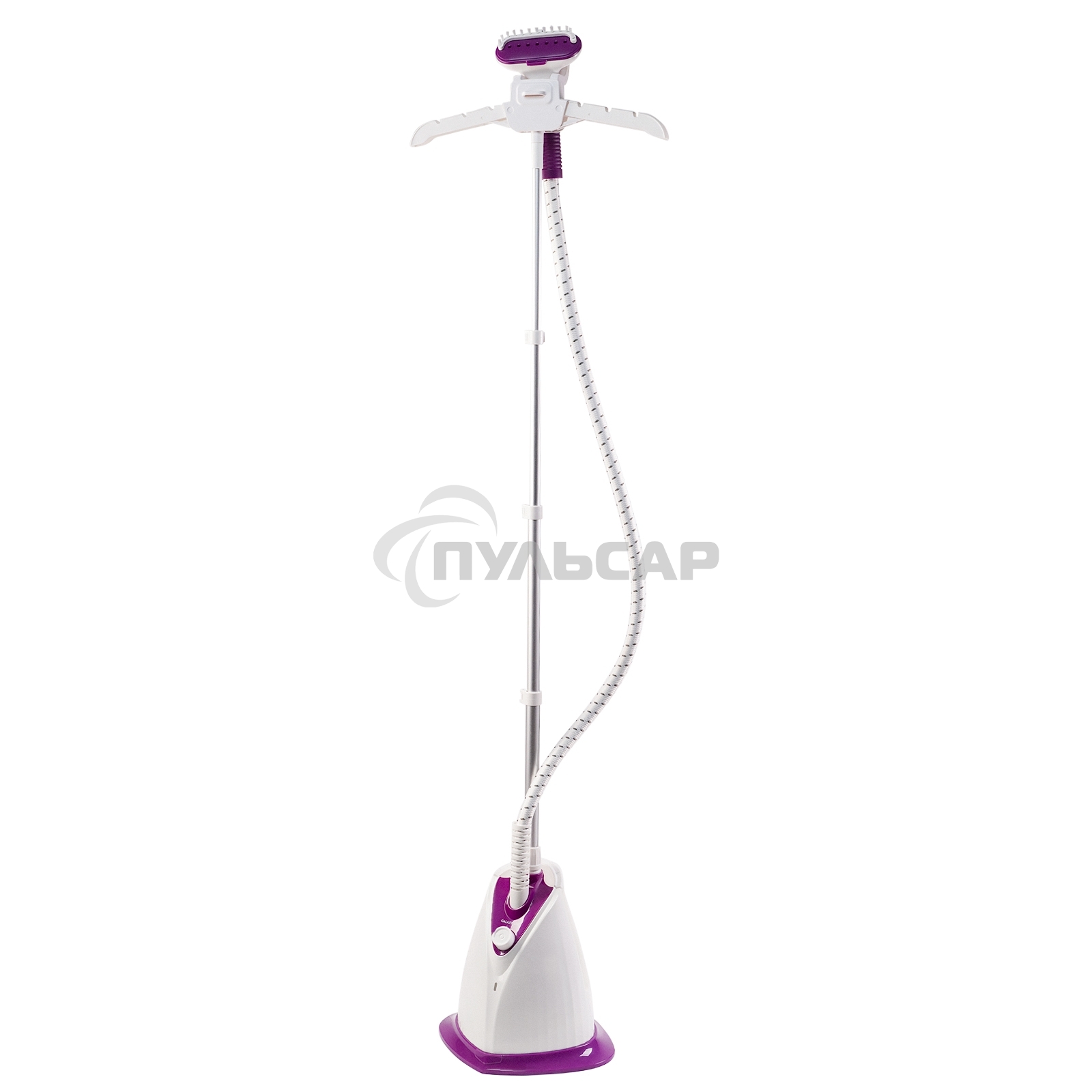 Отпариватель Galaxy Line GL 6211, белый с фиолетовым, стационарный, 2000 Вт, объем контейнера для воды 1,7 л, 3 режима отпаривания