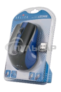 Мышь беспроводная Oklick 485MW черный/синий, 1200 dpi, радиоканал, USB, кнопки - 3