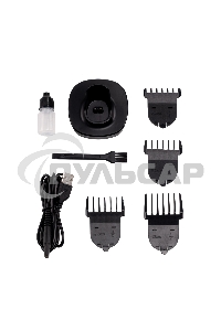 Набор для стрижки Galaxy Line GL 4161, серебристый с черным, время непрерывной работы до 1,5 ч, 2 скорости работы, лезвия из нержавеющей стали, ширина лезвия 39 мм, индикатор заряда аккумулятора в процентах, 4 насадки-расчески (3, 6, 9, 12 мм), USB зарядк