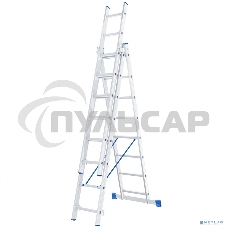 Лестница Сибртех, 3 х 8 ступеней, алюминиевая, трехсекционная, 97818