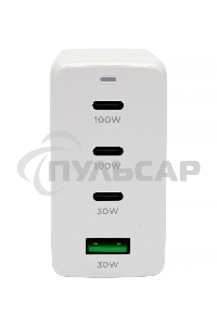 Зарядное устройство Cablexpert MP3A-PC-66 100Вт GaN, 5A, QC5.0/PD, 3xType-C, 1xUSB, белый, коробка