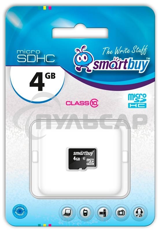 Флеш карта microSD 4Gb Smartbuy microSDHC Class 10