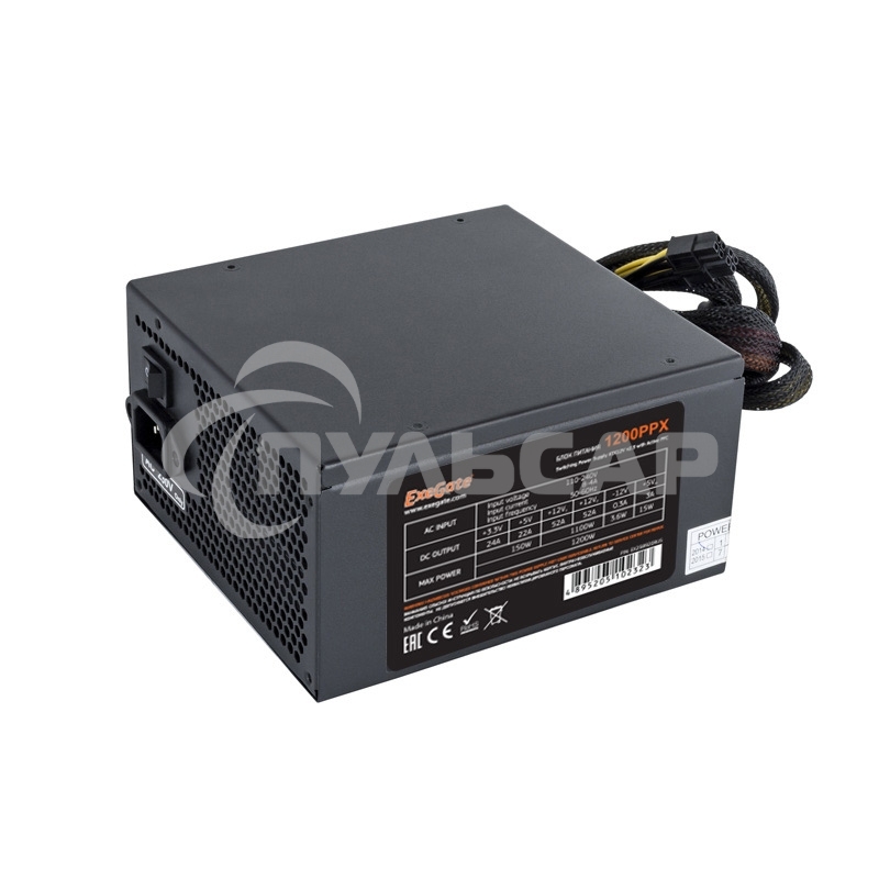 Блок питания ExeGate 1200PPX RTL (EX258920RUS), 1200Вт, 140мм, модульный, черный