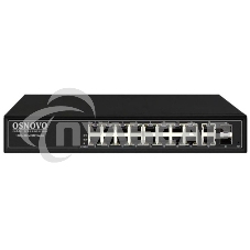 Коммутатор управляемый L2 PoE OSNOVO SW-8182/L(300W) Gigabit Ethernet на 16 RJ45 PoE + 2 x RJ45 + 2 GE SFP портов, до 30W на порт, суммарно до 300W