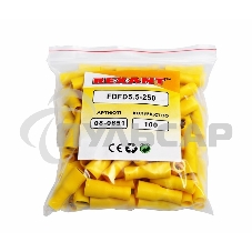 Клемма плоская полностью изолированная гнездо 6.6 мм 4-6 мм² (РППи-м 6.0-(6.3)) Rexant