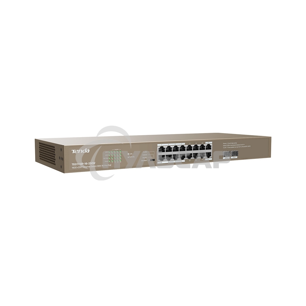 Неуправляемый Коммутатор IP-COM G1118P-16-250W 16 GE+SFP Ethernet с 16-Портовым PoE