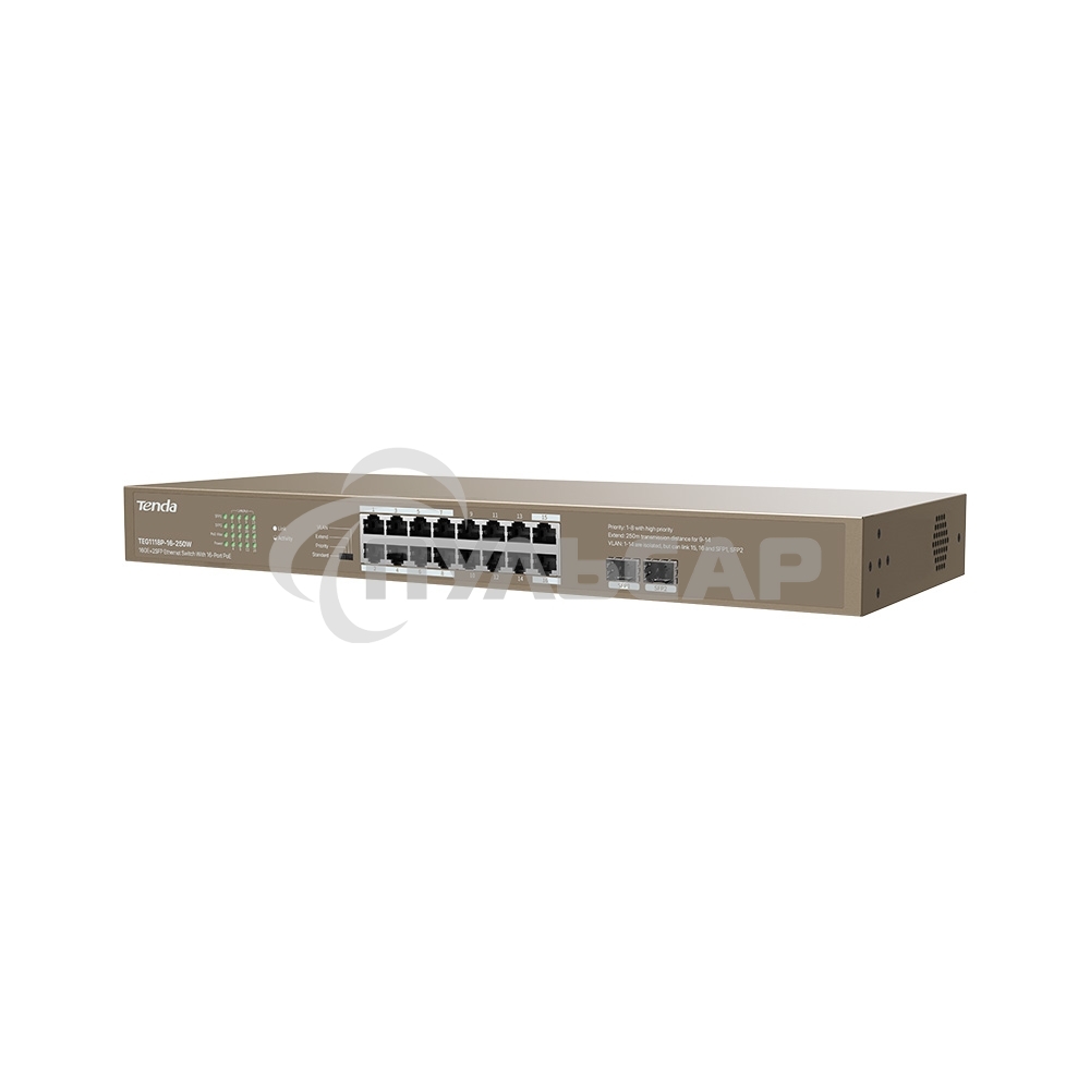 Неуправляемый Коммутатор IP-COM G1118P-16-250W 16 GE+SFP Ethernet с 16-Портовым PoE