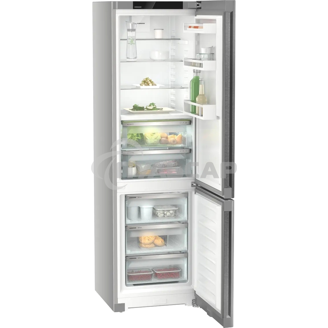 Холодильник Liebherr CBNsdc 573i-22 серебристый двухкамерный 266/94л морозилка снизу, No Frost