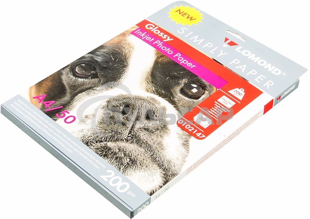 Фотобумага Lomond Simply 0102147 A4/200г/м2/50л./белый CIE148% глянцевое для струйной печати