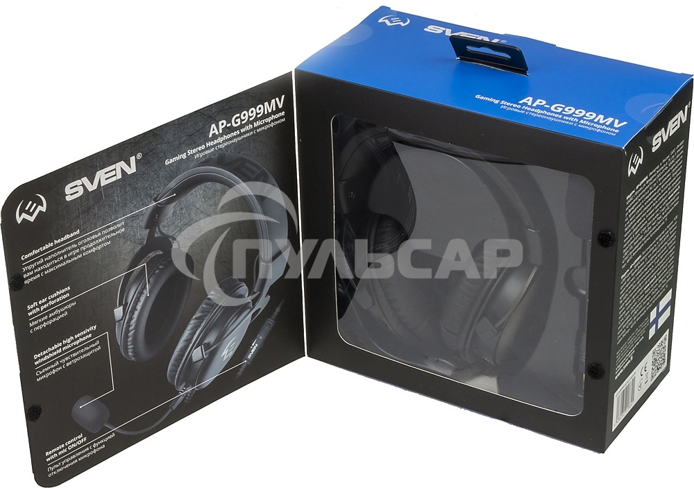 Игровые наушники SVEN AP-G999MV с микрофоном серый (50 мм, мини-джек (стерео) O 3,5 мм (4 pin))