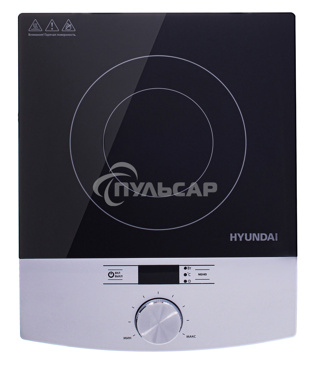 Электрическая плитка Hyundai HYC-0102 серебристый/черный стеклокерамика (настольная)