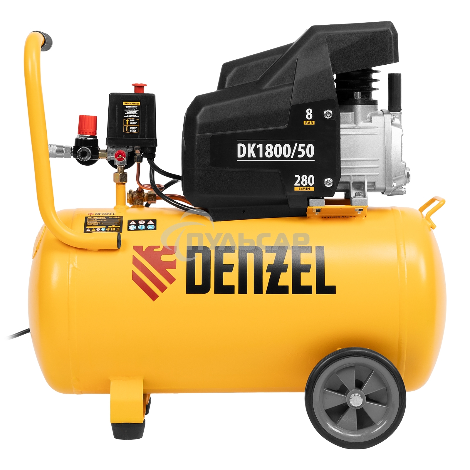 Компрессор Denzel воздушный DK1800/50,Х-PRO 1,8 кВт, 280л/мин, 50л 58068