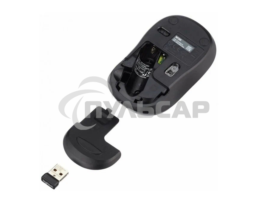 Мышь беспроводная Logitech M185, красный, 1000 dpi, радиоканал, USB, кнопки - 3