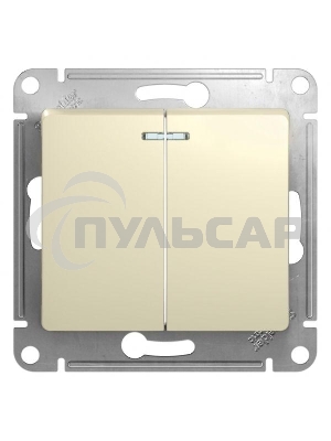 Механизм выключателя 2-кл. СП GLOSSA 10А IP20 10AX с подсветкой беж. SchE GSL000253