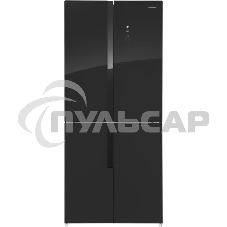 Холодильник Maunfeld MFF181NFB черный глянцевый, трехкамерный, 333/164л, морозилка сбоку, No Frost, Side by Side