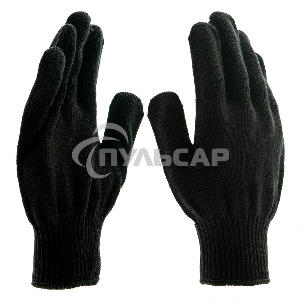Перчатки трикотажные, акрил, черный, оверлок, Россия Сибртех
