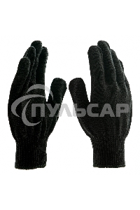 Перчатки трикотажные, акрил, черный, оверлок, Россия Сибртех