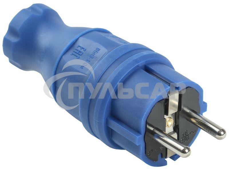 Вилка прямая ОМЕГА ВБп3-1-0м IP44 каучук син. ИЭК PKR01-016-2-K07