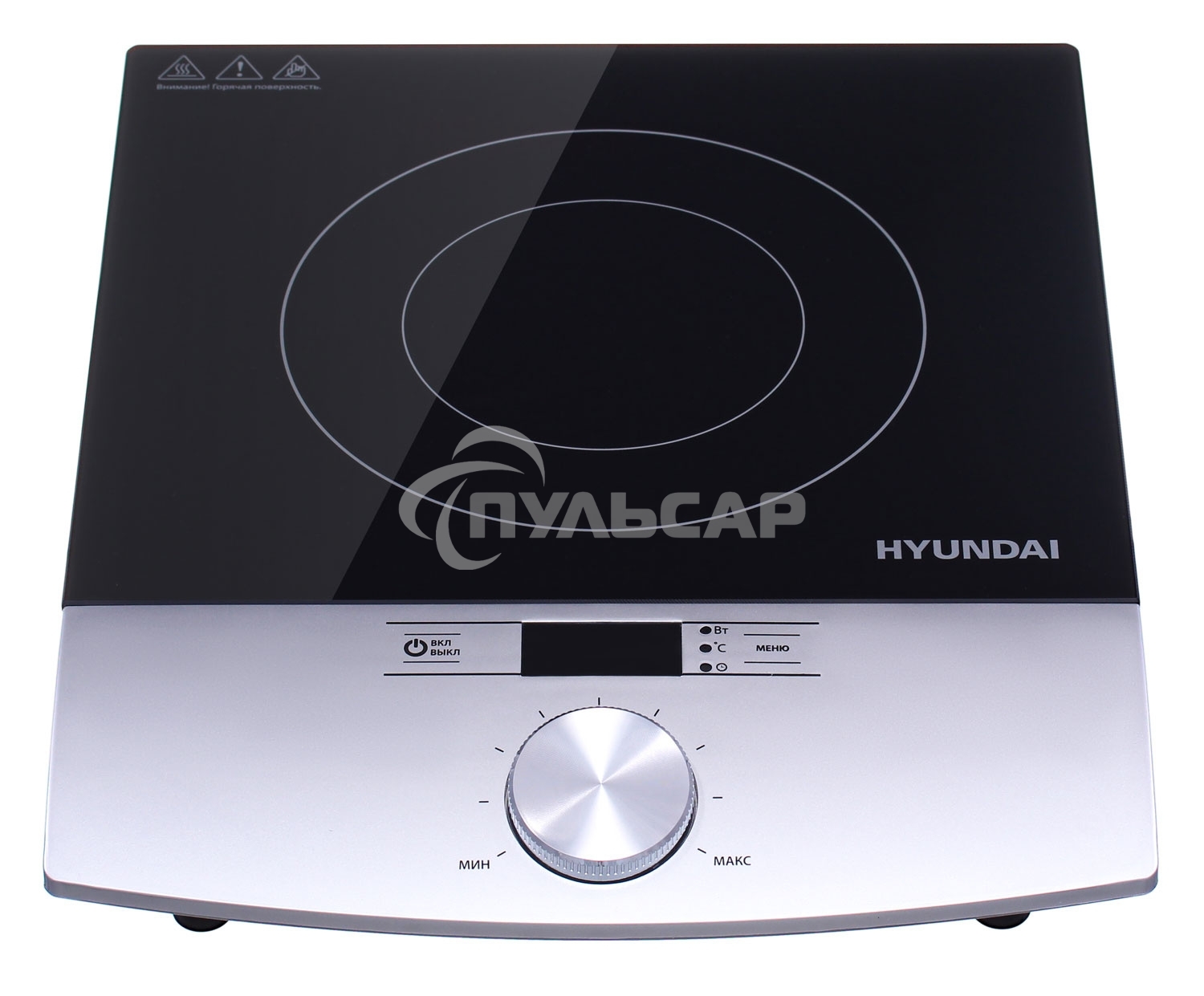 Электрическая плитка Hyundai HYC-0102 серебристый/черный стеклокерамика (настольная)
