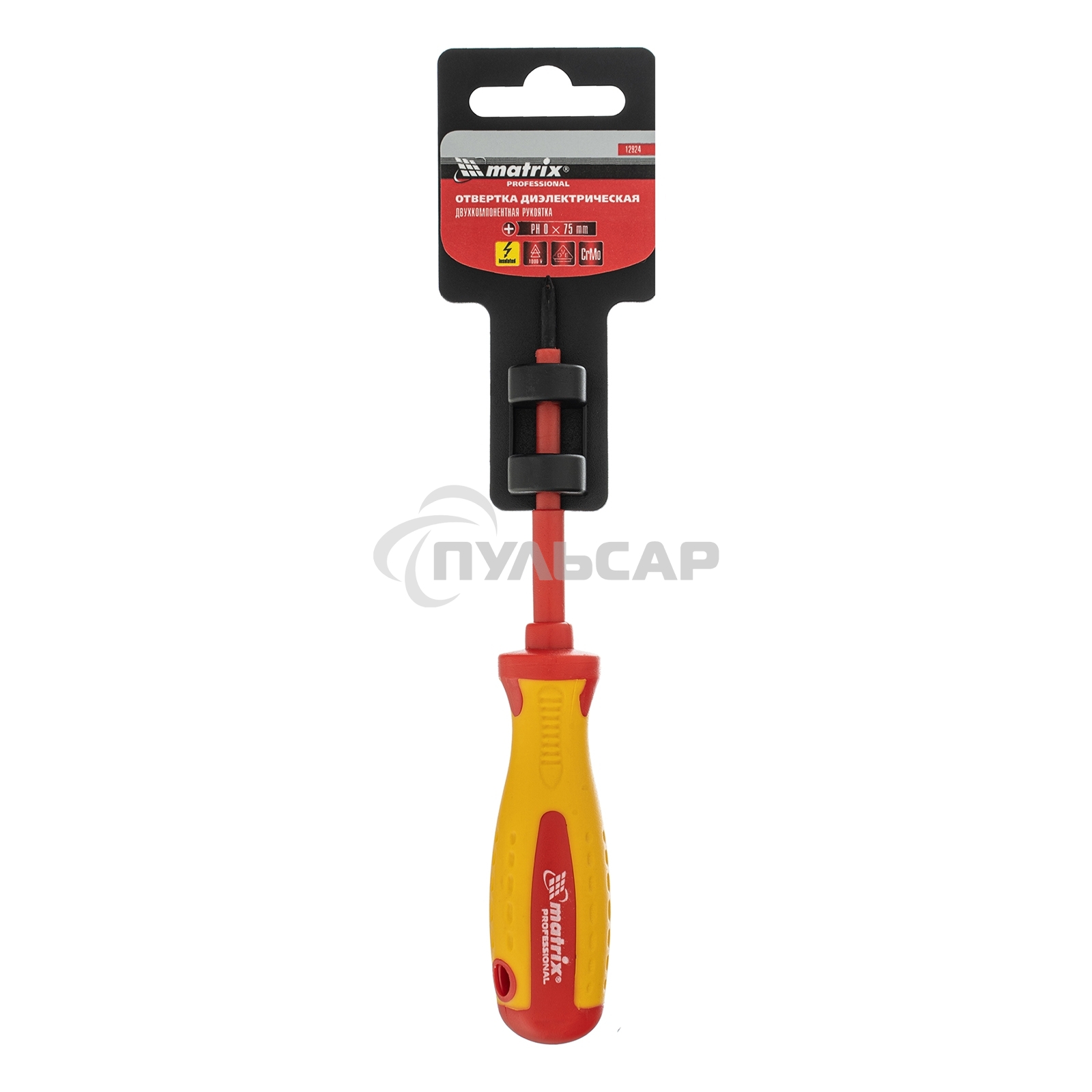 Отвертка Matrix Insulated, PH0 x 75 мм, CrMo, до 1000 В, двухкомп. рукоятка