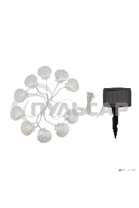 Каскад Lamper Хранитель жемчужины LED 4 м с выносной солнечной панелью 2 м и аккумулятором, холодное белое свечение