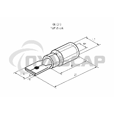 Клеммы,сжим Rexant (08-0313) КЛЕММА ПЛОСКАЯ изолированная (КПИ штекер - 6.3мм) 0.5-1.5мм (MDD1.25-250, VM1.25-250) (100 шт. в уп.)