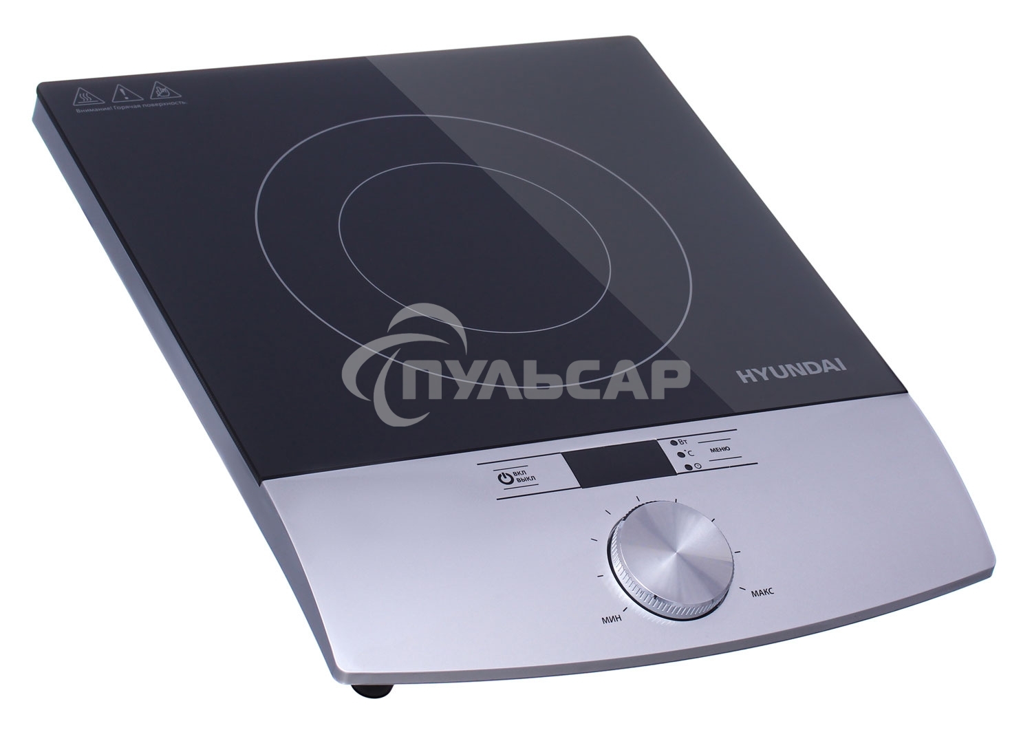 Электрическая плитка Hyundai HYC-0102 серебристый/черный стеклокерамика (настольная)