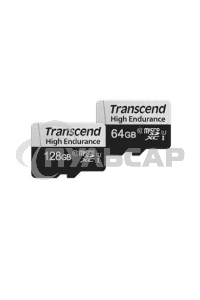 Флеш карта microSD 64GB Transcend microSDXC Class 10, UHS-I U1, High Endurance, (SD адаптер), R/W: 100/45 MB/s, 3D TLC