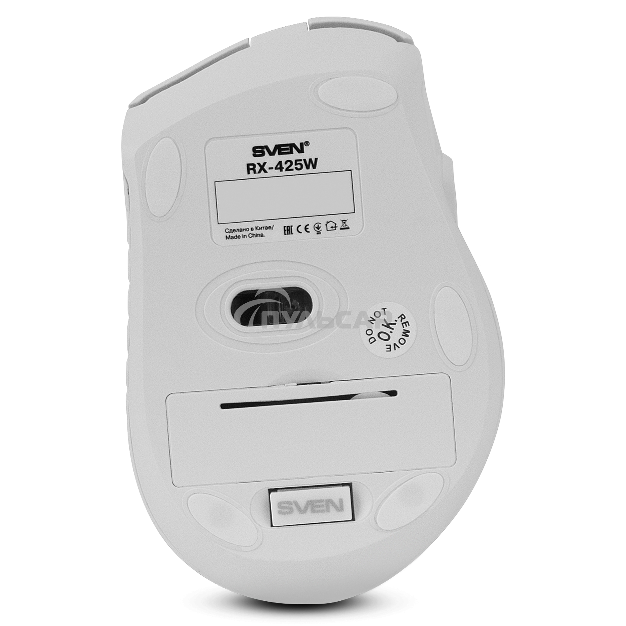 Мышь беспроводная SVEN RX-425W белый, 1600 dpi, радиоканал, USB, кнопки - 6