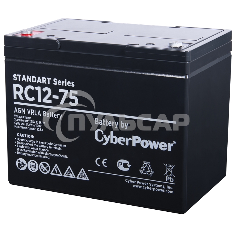 Аккумуляторная батарея SS CyberPower RC 12-75 / 12 В 75 А·ч Battery CyberPower Standart series RC 12-75 / 12V 75 Ah