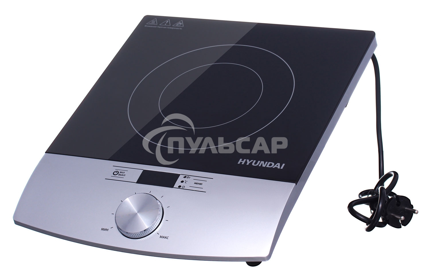 Электрическая плитка Hyundai HYC-0102 серебристый/черный стеклокерамика (настольная)
