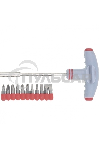 Отвертка Matrix с Т-образной эргономичной ручкой и набором бит, 11 шт., CrV