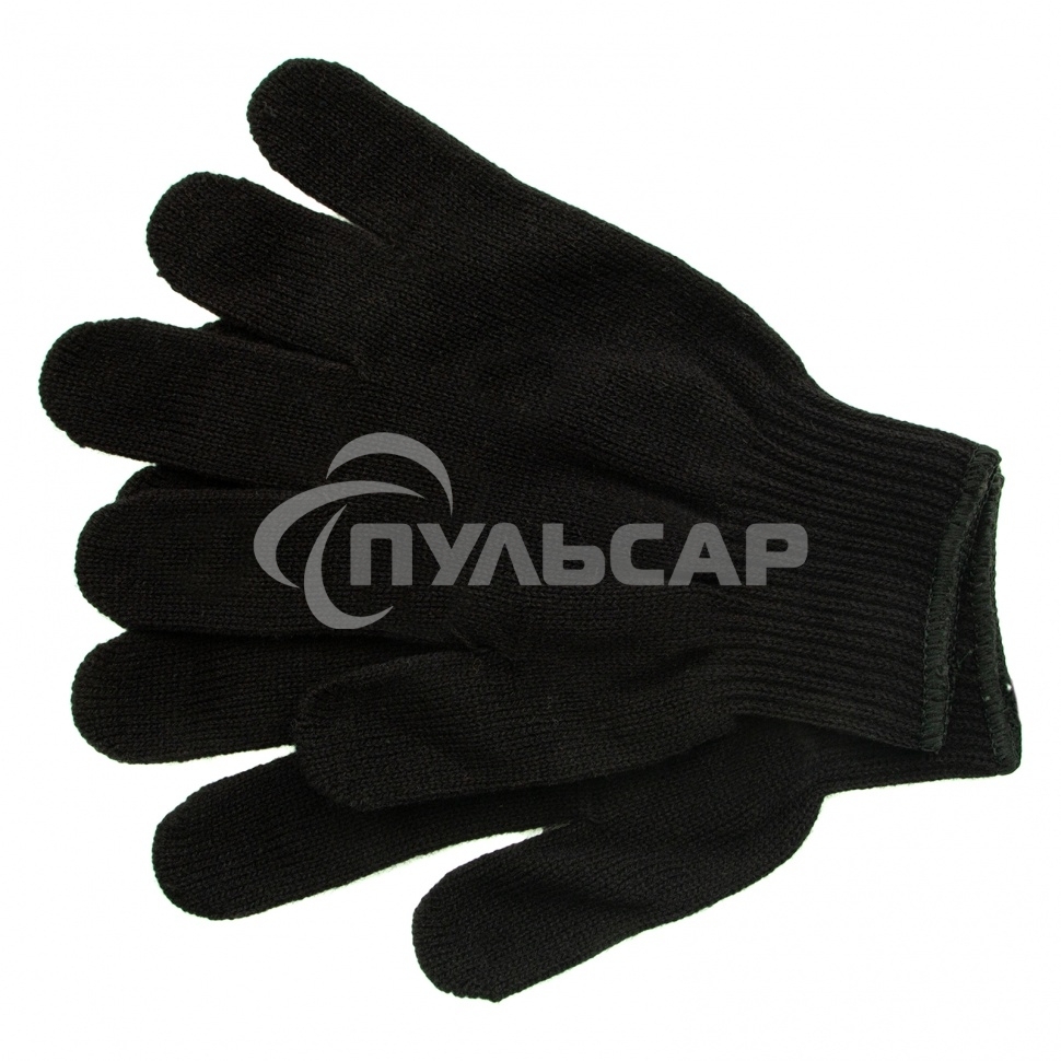 Перчатки трикотажные, акрил, черный, оверлок, Россия Сибртех