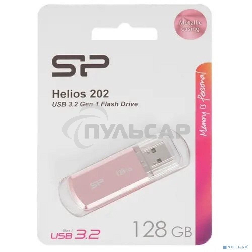 Флешка USB 128 Gb Silicon Power Helios 202, USB 3.2, Pink