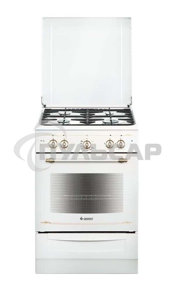 Плита газовая Gefest ПГ 6100-02 0185 белый, конфорок 4 шт, духовка 52 л, 60 см x 85 см x 60 см