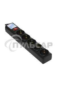 Сетевой фильтр Surge protector Power Cube 1.9m for conn. to UPS(C14) 5 outlets, 10A черный/графит