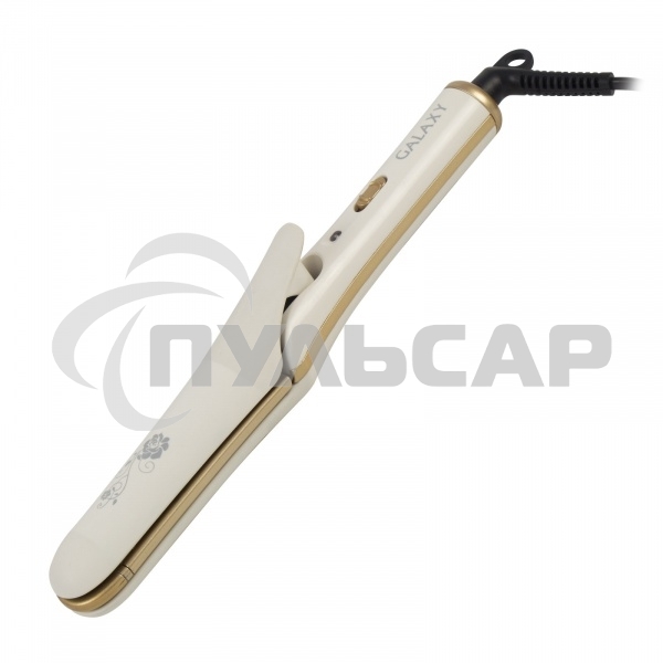 Щипцы для волос с насадкой гофре Galaxy GL 4502, бежевый, 40 Вт, макс. темп. 200°C, нагрев. элемент с защитой от перегр., керам. покрытие пластин, гладкие пластины для выпрям. волос и пласт. 