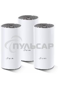 Домашняя Mesh Wi-Fi система TP-Link Deco E4 (3-Pack), 1167Мбит/с (5 ГГц: до 867 Мбит/с + 2,4 ГГц: до 300 Мбит/с), 2 порта 100 Мбит/с, 2 встроенные антенны на каждом модуле Deco