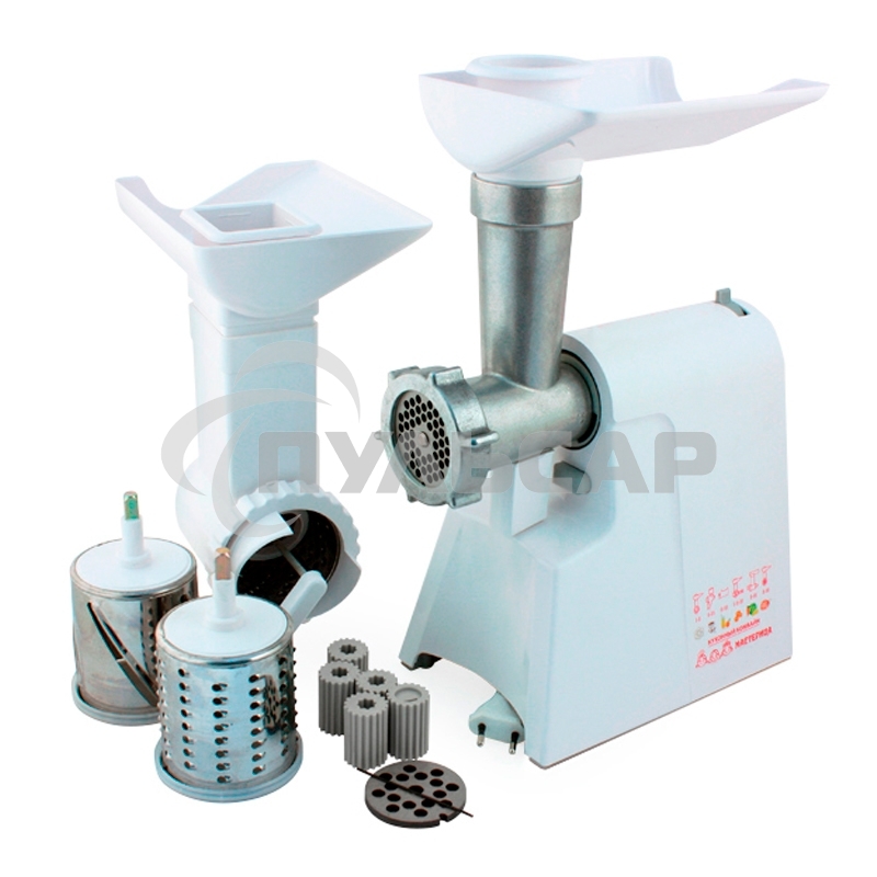 Мясорубка электрическая Мастерица КЭМ-02, г. Киров, с овощерезкой, производительность 40 кг/час, 3 скорости, максимальная мощность 600 Вт