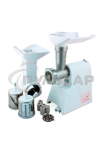 Мясорубка электрическая Мастерица КЭМ-02, г. Киров, с овощерезкой, производительность 40 кг/час, 3 скорости, максимальная мощность 600 Вт