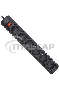 Сетевой фильтр Defender DFS 151 1.8 m, 6 розеток, черный