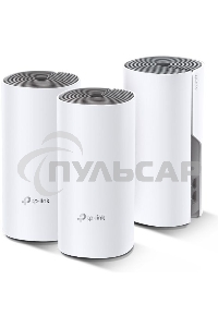 Домашняя Mesh Wi-Fi система TP-Link Deco E4 (3-Pack), 1167Мбит/с (5 ГГц: до 867 Мбит/с + 2,4 ГГц: до 300 Мбит/с), 2 порта 100 Мбит/с, 2 встроенные антенны на каждом модуле Deco