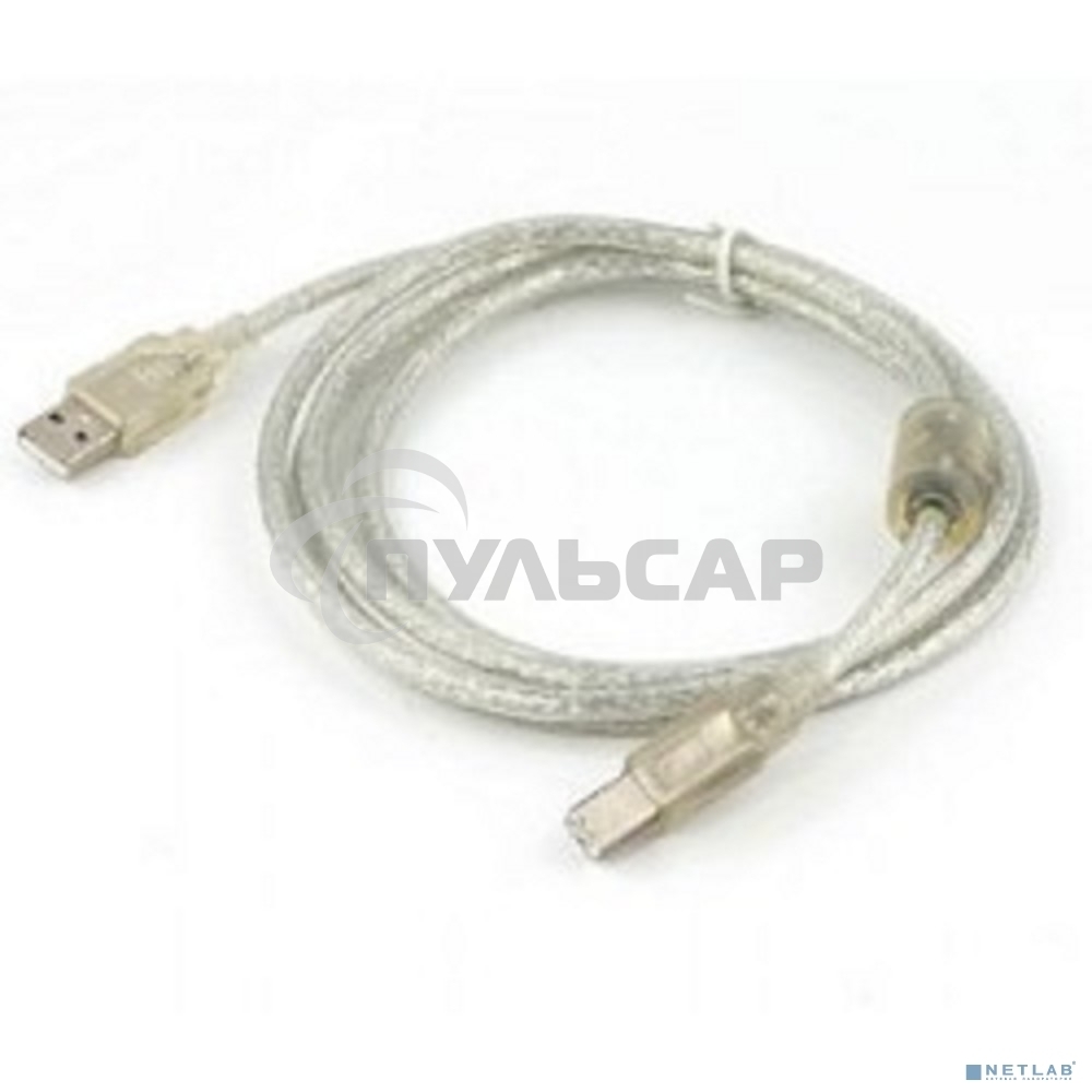 Кабель Cablexpert USB2.0 Pro, AM/BM, 2м, экран, 2 феррит.кольца, прозрачный (CCF-USB2-AMBM-TR-2M)
