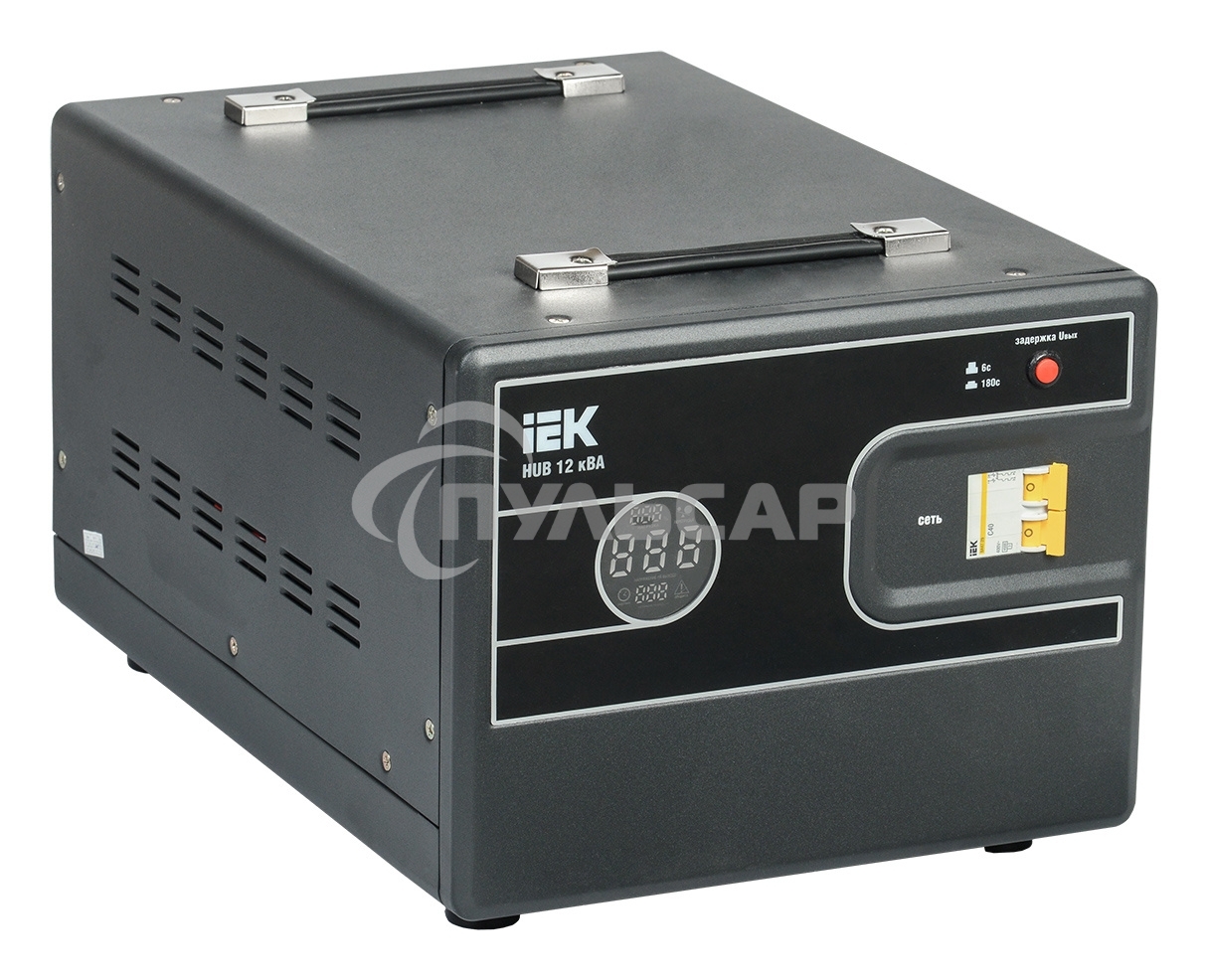 Стабилизатор напряжения IEK Hub 12кВА однофазный черный (IVS21-1-012-13)