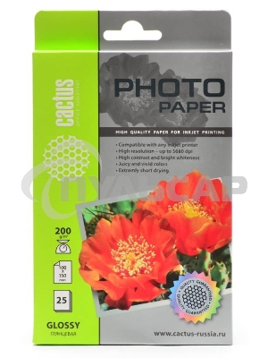 Фотобумага Cactus CS-GA620025 глянцевая A6 200 г/м2 25 листов