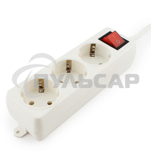 Сетевой фильтр Гарнизон ELB-G3-W-5, 3 евророзетки с выключателем и заземлением, допустимый ток 16А, длина 5м.